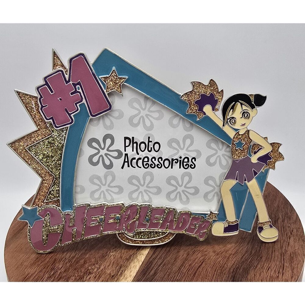 #1 CHEERLEADER Photo Picture Frame  NWT Brunette / Black Hair Cheerleading Grad